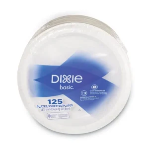 Paper Dinnerware, Plates, White, 8.5″ Dia, 125/pack
