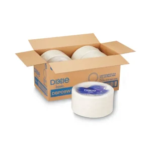 Paper Dinnerware, Plates, White, 8.5″ Dia, 125/pack, 4/carton