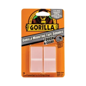 Tough and Clear Double-Sided Mounting Tape, Holds Up to 0.58 lb per Pair (Up to 7 lb per 24), 1″ x 1″, Clear, 24/Pack