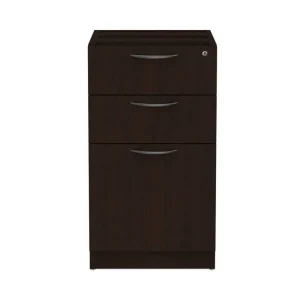 Alera Valencia Series Full Pedestal File, Left/right, 3-Drawers: Box/box/file, Legal/letter, Espresso, 15.63″ X 20.5″ X 28.5″