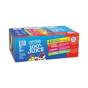 100% Juice Pouches Variety Pack, 6 oz, 40 Pouches/Carton, Ships in 1-3 Business Days