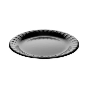 Placesetter Deluxe Laminated Foam Dinnerware, Plate, 9″ dia, Black, 500/Carton