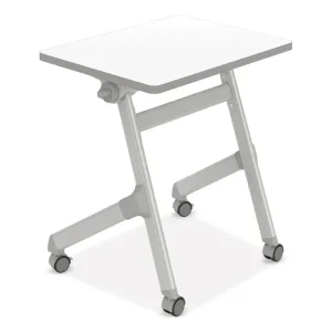 Learn Nesting Trapezoid Desk, 32.83″ x 22.25″ to 29.5″, White/Silver, Ships in 1-3 Business Days