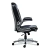 Alera Leithen Bonded Leather Midback Chair, Supports Up to 275 lb, Black Seat/Back, Silver Base - Image 3