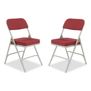 3200 Series Premium Fabric Dual-Hinge Folding Chair, Supports 300lb, Burgundy Seat/Back, Gray Base,2/CT,Ships in 1-3 Bus Days