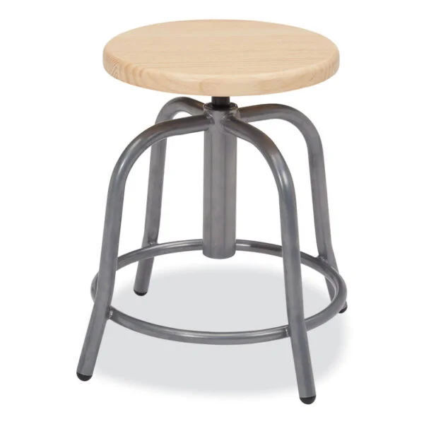 6800 Series Height Adj Wood Seat Swivel Stool, Supports 300 lb, 19″-25″ Seat Ht, Maple Seat, Gray Base, Ships in 1-3 Bus Days
