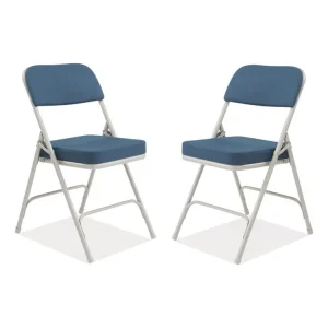3200 Series Fabric Dual-Hinge Folding Chair, Supports 300 lb, Regal Blue Seat/Back, Gray Base, 2/CT, Ships in 1-3 Bus Days