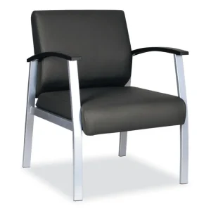 Alera metaLounge Series Mid-Back Guest Chair, 24.6″ x 26.96″ x 33.46″, Black Seat, Black Back, Silver Base
