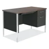 Single Pedestal Steel Desk, 45.25″ X 24″ X 29.5″, Mocha/black