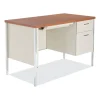 Single Pedestal Steel Desk, 45.25″ X 24″ X 29.5″, Cherry/putty - Image 2