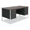 Double Pedestal Steel Desk, 60″ X 30″ X 29.5″, Mocha/black