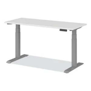 AdaptivErgo Sit-Stand Three-Stage Electric Height-Adjustable Table with Memory Controls, 60″ x 24″ x 30″ to 49″, White