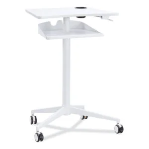 VUM Mobile Workstation, 30.75″ x 22.28″ x 36.12″ to 48.25″, White, Ships in 1-3 Business Days