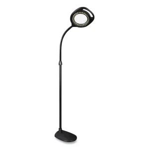 2-in-1 LED Magnifier Floor and Table Light, 39.5″ High, Black, Ships in 1-3 Business Days