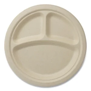 Fiber Plates, 9″ dia, Natural, 1,000/Carton