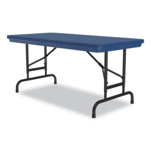 Adjustable Folding Table, Rectangular, 48″ x 24″ x 22″ to 32″, Blue Top, Black Legs, 4/Pallet, Ships in 4-6 Business Days