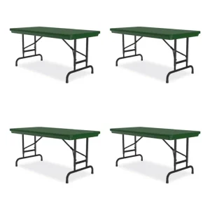 Adjustable Folding Table, Rectangular, 48″ x 24″ x 22″ to 32″, Green Top, Black Legs, 4/Pallet, Ships in 4-6 Business Days