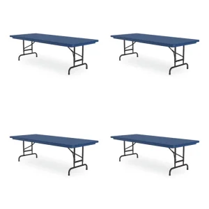 Adjustable Folding Tables, Rectangular, 72″ x 30″ x 22″ to 32″, Blue Top, Black Legs, 4/Pallet, Ships in 4-6 Business Days