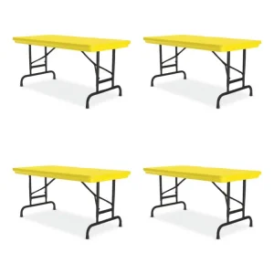 Adjustable Folding Table, Rectangular, 48″ x 24″ x 22″ to 32″, Yellow Top, Black Legs, 4/Pallet, Ships in 4-6 Business Days