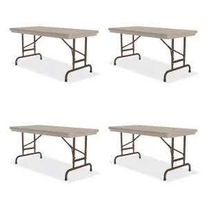 Adjustable Folding Tables, Rectangular, 96″ x 30″ x 22″ to 32″, Mocha Top, Brown Legs, 4/Pallet, Ships in 4-6 Business Days