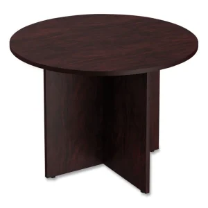 Alera Valencia Round Conference Table with Legs, 42″ Diameter x 29.5h, Mahogany