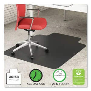 EconoMat Hard Floor Chair Mat, Lipped, 36 x 48, Black, Ships in 4-6 Business Days