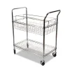 Carry-all Mail Cart, Metal, 1 Shelf, 1 Bin, 34.88″ x 18″ x 39.5″, Silver