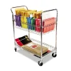 Carry-all Mail Cart, Metal, 1 Shelf, 1 Bin, 34.88″ x 18″ x 39.5″, Silver - Image 2