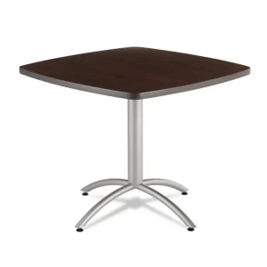 CafeWorks Cafe-Height Table, Square, 36″ x 36″ x 30″, Walnut/Silver