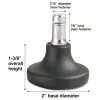 Low Profile Bell Glides, Grip Ring Type B Stem, 2″ x 1.38″ Glide, Matte Black, 5/Set