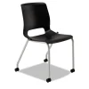 Motivate Four-Leg Stacking Chair with Plastic Seat, Supports 300 lb, 17.75″ Seat Height, Onyx Seat/Back, Platinum Base, 2/CT