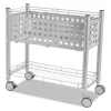 File Cart with Open Top, Metal, 1 Shelf, 2 Bins, 28.25″ x 13.75″ x 27.38″, Matte Gray