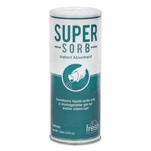 Super-Sorb Liquid Spill Absorbent, Lemon Scent, 720 oz Absorbing Volume, 12 oz Shaker Can