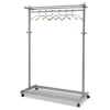 Garment Racks, Two-Sided, 2-Shelf Coat Rack, 6 Hanger/6 Hook, 44.8w x 21.67d x 70.8h, Silver/Wood - Image 3