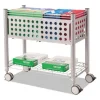 File Cart with Open Top, Metal, 1 Shelf, 2 Bins, 28.25″ x 13.75″ x 27.38″, Matte Gray - Image 2