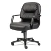 Pillow-Soft 2090 Series Leather Managerial Mid-Back Swivel/tilt Chair, Supports 300 Lb, 16.75″ To 21.25″ Seat Height, Black