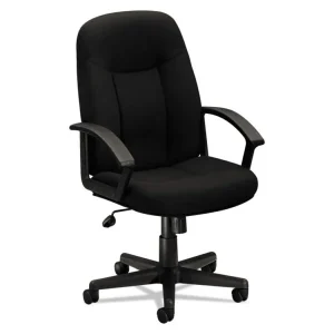 Hvl601 Series Executive High-Back Leather Chair, Supports Up To 250 Lb, 17.44″ To 20.94″ Seat Height, Black