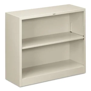 Metal Bookcase, Two-Shelf, 34.5w x 12.63d x 29h, Light Gray