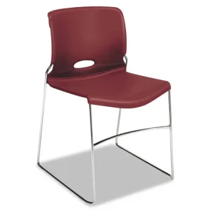 Olson Stacker High Density Chair, Supports 300 lb, 17.75″ Seat Height, Mulberry Seat, Mulberry Back, Chrome Base, 4/Carton