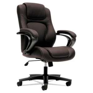 Hvl402 Series Executive High-Back Chair, Supports Up To 250 Lb, 17″ To 21″ Seat Height, Brown Seat/back, Black Base