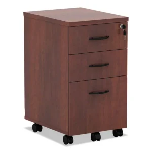 Alera Valencia Series Mobile Pedestal File, Left/right, 3-Drawer: Box/box/file, Legal/letter, Cherry, 15.88″ X 20.5″ X 28.38″