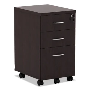 Alera Valencia Series Mobile Pedestal File, Left/right, 3-Drawer: Box/box/file, Legal/letter, Espresso, 15.88 X 20.5 X 28.38
