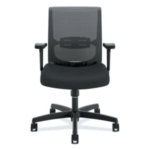 Convergence Mid-Back Task Chair, Swivel-Tilt, Supports Up To 275 Lb, 16.5″ To 21″ Seat Height, Iron Ore Seat, Black Back/base