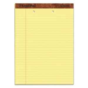 “The Legal Pad” Ruled Perforated Pads, Wide/legal Rule, 50 Canary-Yellow 8.5 X 11.75 Sheets, Dozen