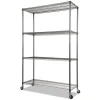 NSF Certified Industrial Four-Shelf Wire Shelving Kit, 48w x 18d x 72h, Black