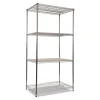 NSF Certified Industrial Four-Shelf Wire Shelving Kit, 48w x 24d x 72h, Silver