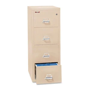 Insulated Vertical File, 1-Hour Fire Protection, 4 Legal-Size File Drawers, Parchment, 20.81″ X 31.56″ X 52.75″