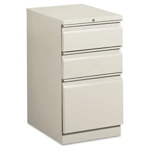 Brigade Mobile Pedestal With Pencil Tray Insert, Left/right, 3-Drawers: Box/box/file, Letter, Light Gray, 15″ X 19.88″ X 28″