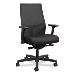 Ignition 2.0 4-Way Stretch Mid-Back Mesh Task Chair, Supports 300 lb, 17″ to 21″ Seat Height, Black Seat/Back, Black Base