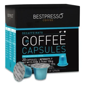 Nespresso Decaffeinato Italian Espresso Pods, Intensity: 7, 20/Box